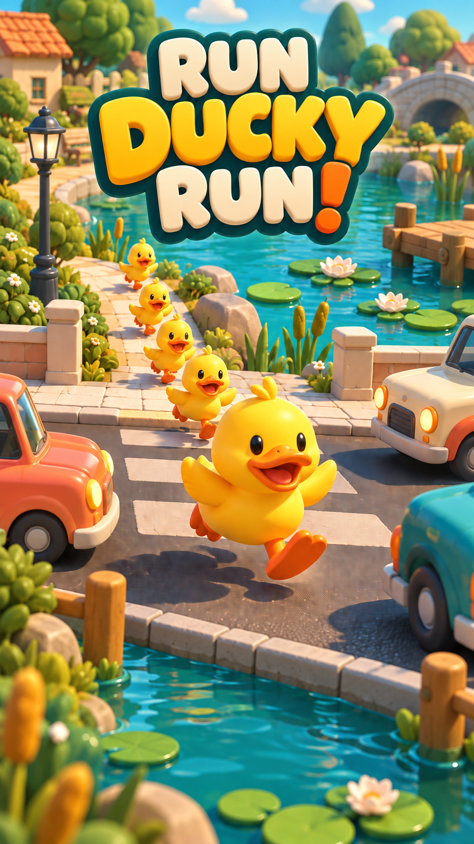 Run Ducky Run title artwork displayed in a phone
